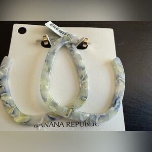 New Banana Republic Square Resin Acrylic Open Oval Hoop Earrings